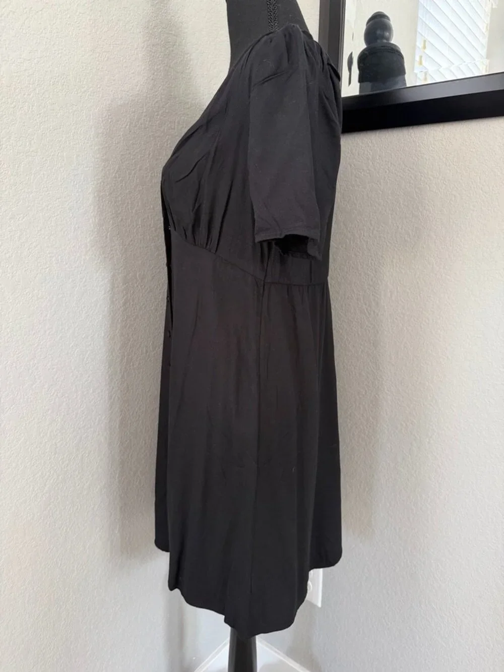 OLD NAVY Button Down Crepe Mini Dress Black Small NWT - Picture 5 of 10